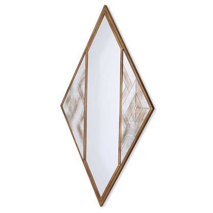 38" Brass And Silver Mixed Metal Diamond Accent Mirror HomeRoots