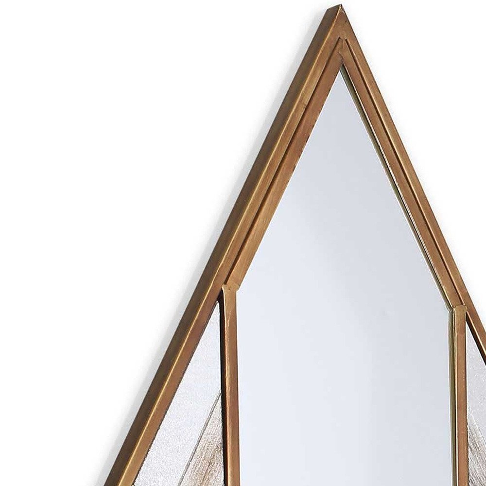 38" Brass And Silver Mixed Metal Diamond Accent Mirror HomeRoots