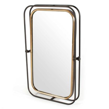 28" Black And Gold Metal Tilting Accent Mirror HomeRoots