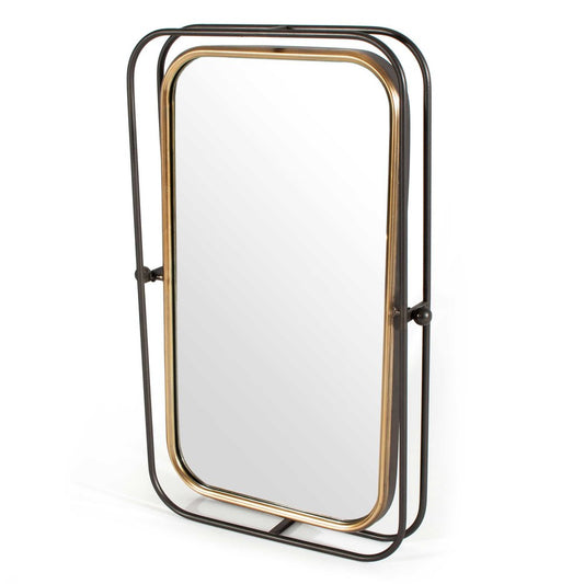 28" Black And Gold Metal Tilting Accent Mirror HomeRoots
