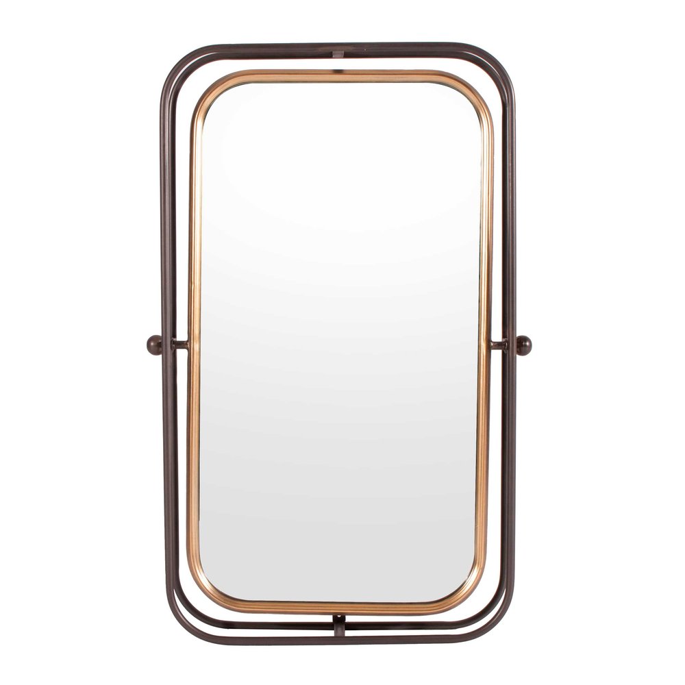 28" Black And Gold Metal Tilting Accent Mirror HomeRoots