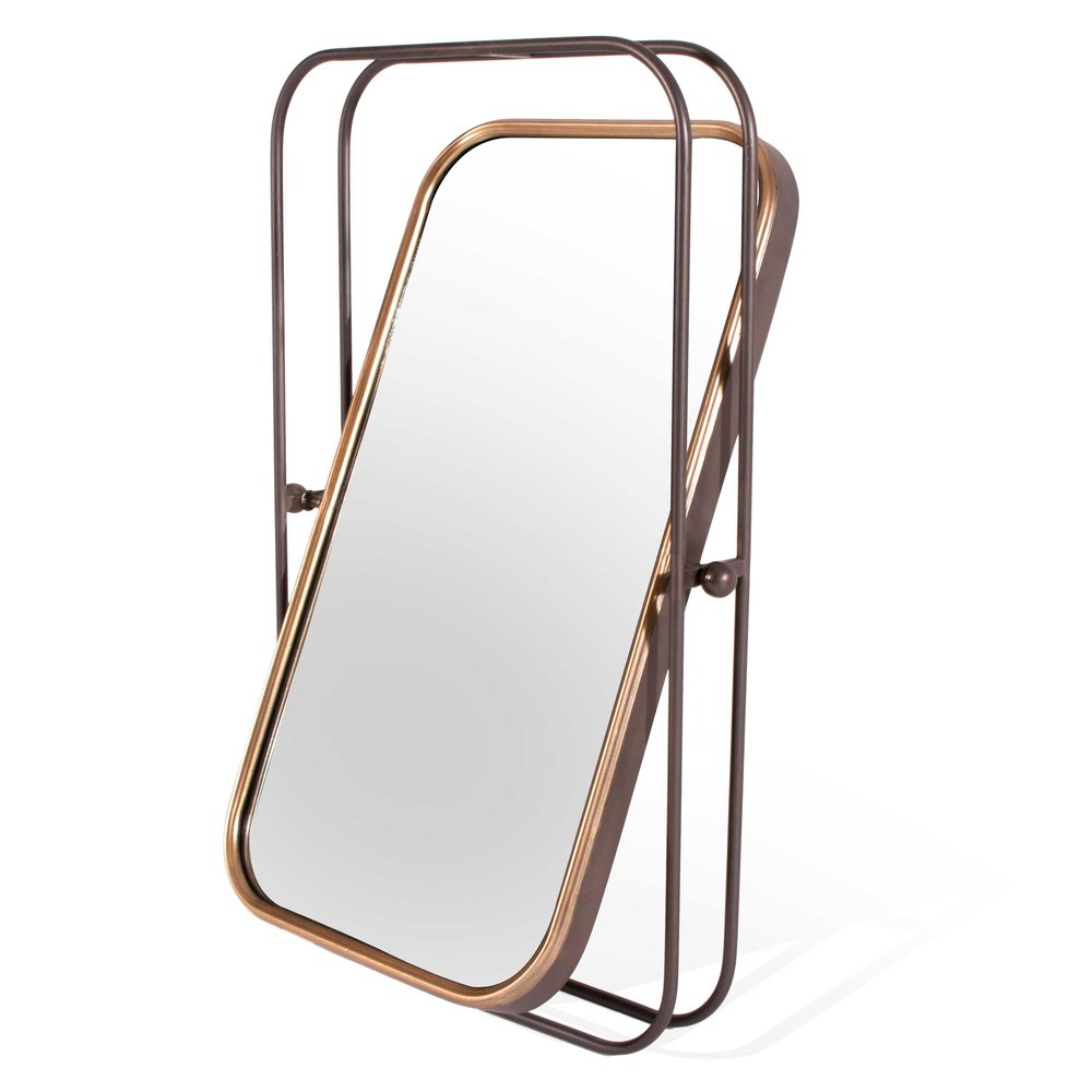 28" Black And Gold Metal Tilting Accent Mirror HomeRoots