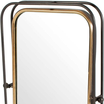 28" Black And Gold Metal Tilting Accent Mirror HomeRoots