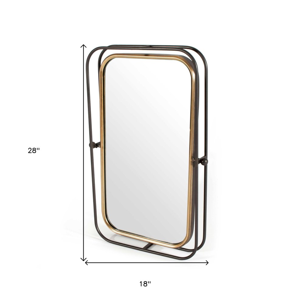 28" Black And Gold Metal Tilting Accent Mirror HomeRoots