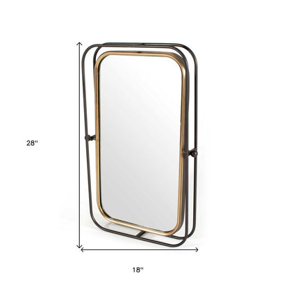 28" Black And Gold Metal Tilting Accent Mirror HomeRoots
