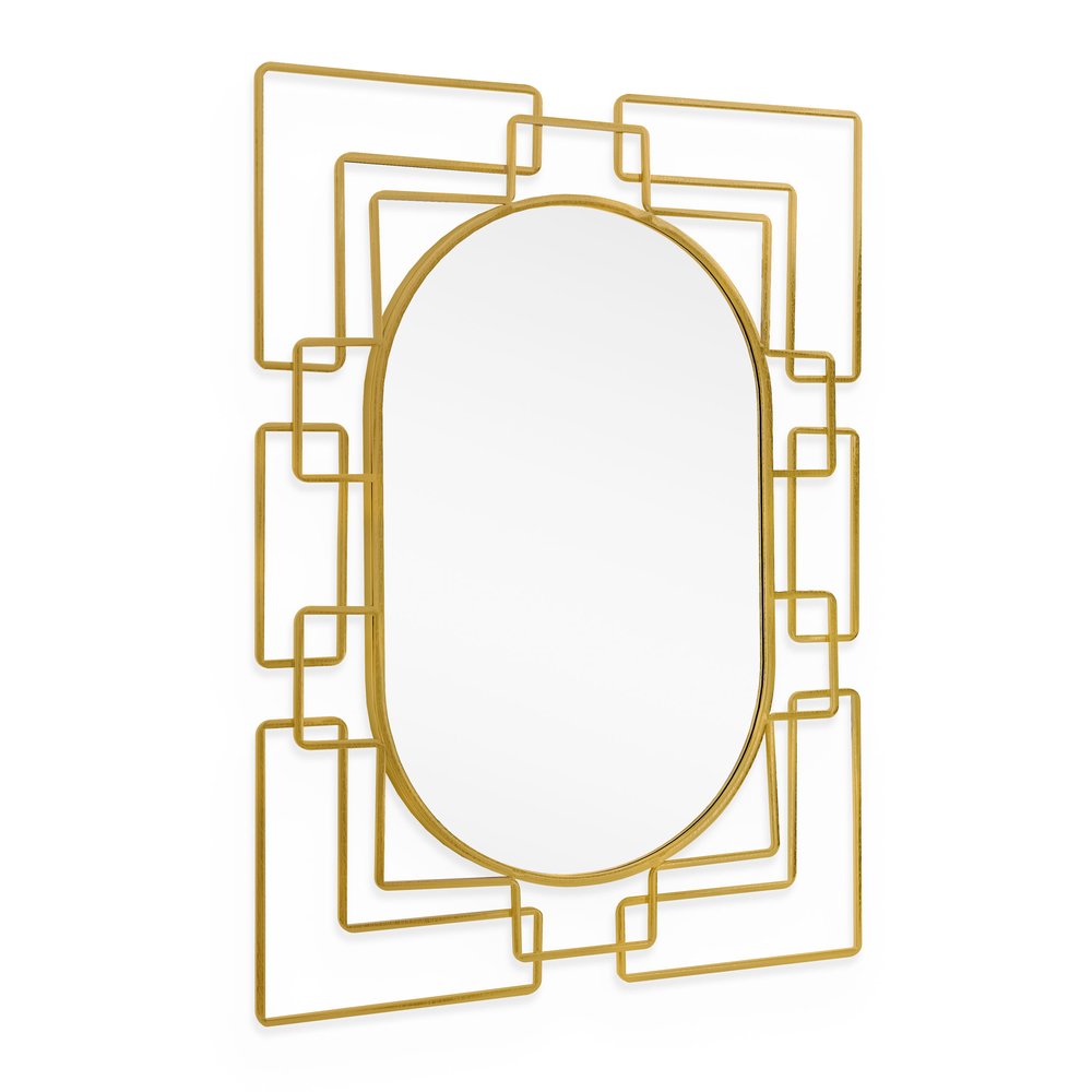 36" Gold Metal Geometric Oval Accent Mirror HomeRoots
