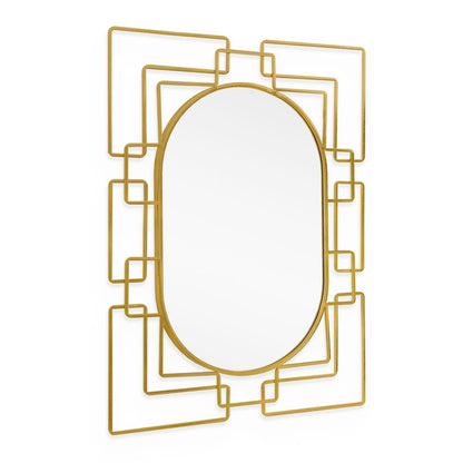 36" Gold Metal Geometric Oval Accent Mirror HomeRoots