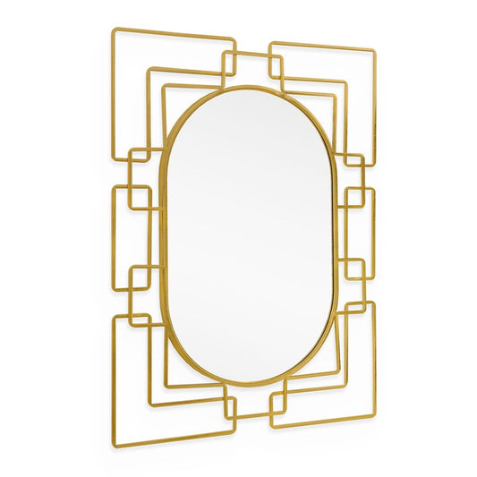 36" Gold Metal Geometric Oval Accent Mirror HomeRoots