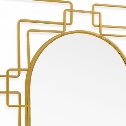 36" Gold Metal Geometric Oval Accent Mirror HomeRoots