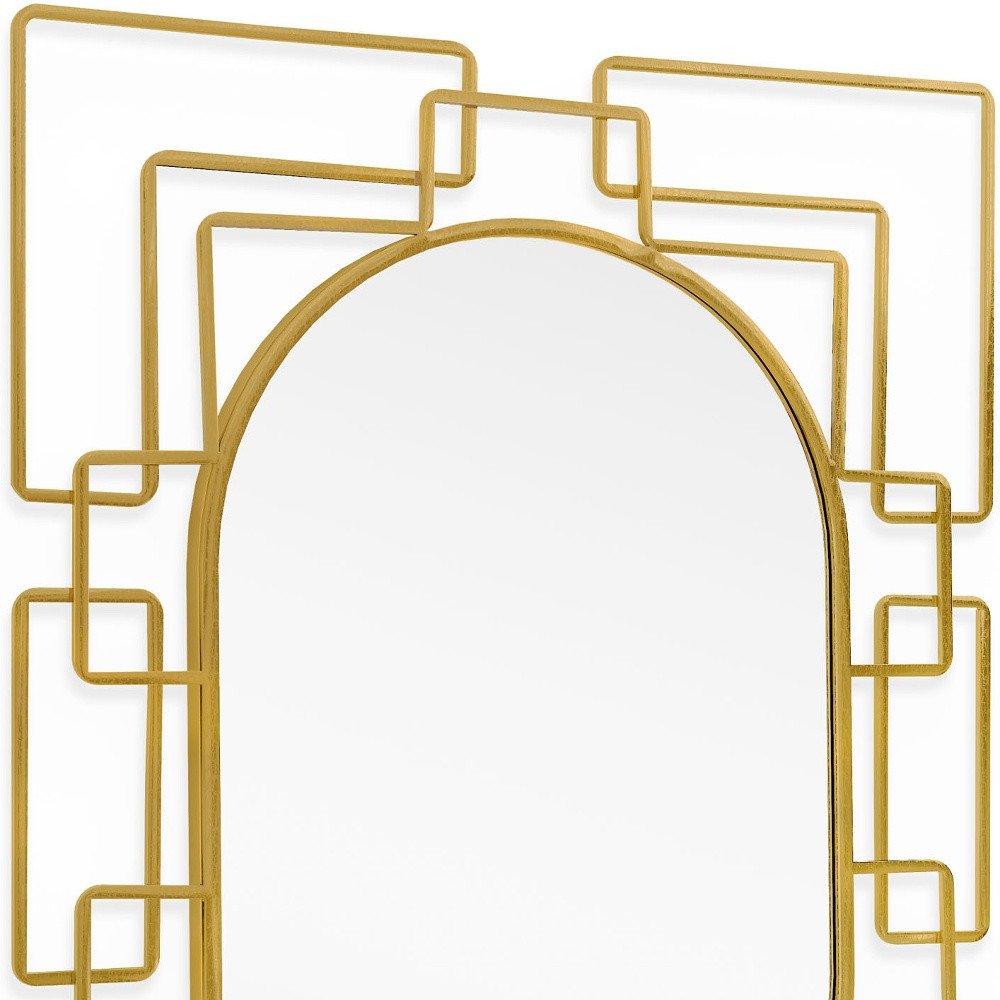 36" Gold Metal Geometric Oval Accent Mirror HomeRoots