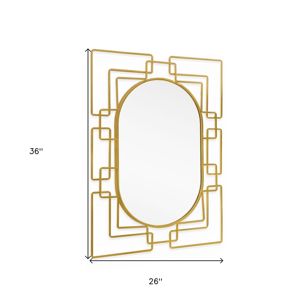 36" Gold Metal Geometric Oval Accent Mirror HomeRoots