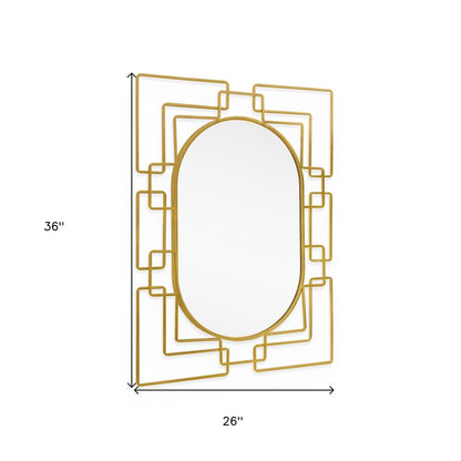 36" Gold Metal Geometric Oval Accent Mirror HomeRoots