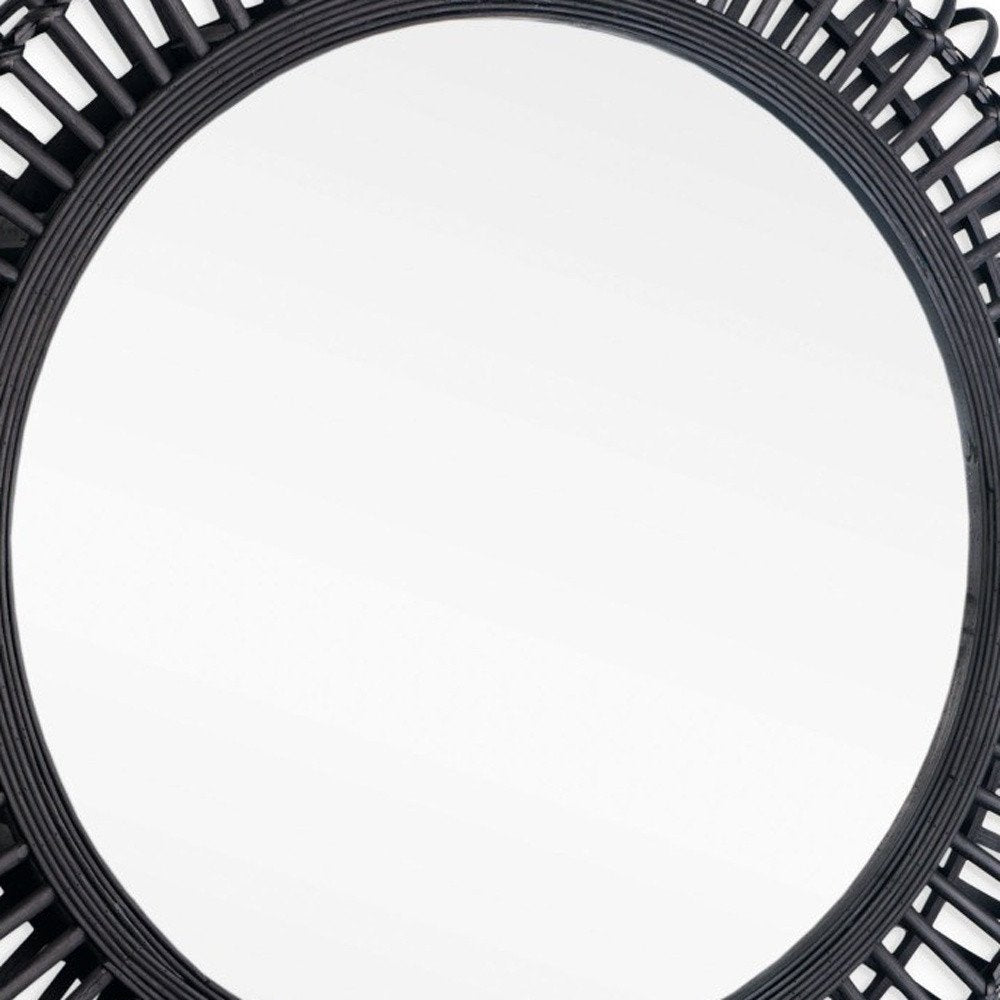 31" Black Bamboo Pierced Round Accent Mirror HomeRoots