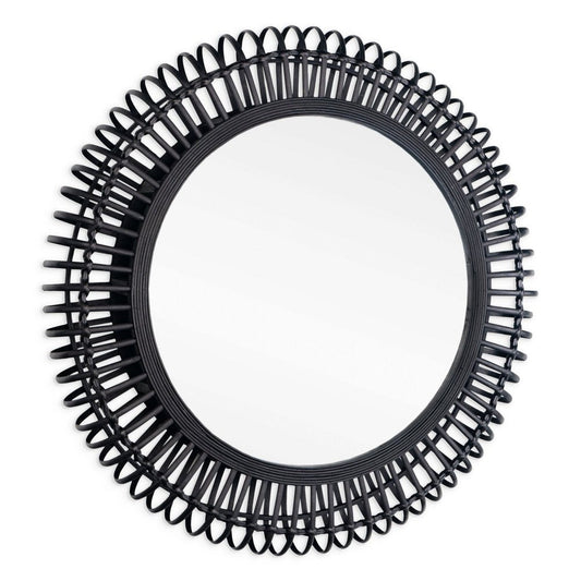 31" Black Bamboo Pierced Round Accent Mirror HomeRoots