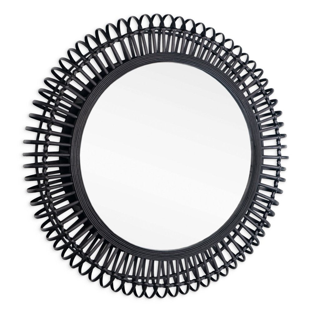 31" Black Bamboo Pierced Round Accent Mirror HomeRoots