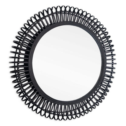 31" Black Bamboo Pierced Round Accent Mirror HomeRoots