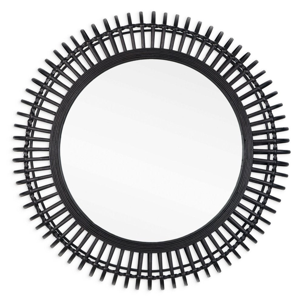 31" Black Bamboo Pierced Round Accent Mirror HomeRoots