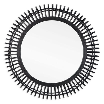31" Black Bamboo Pierced Round Accent Mirror HomeRoots