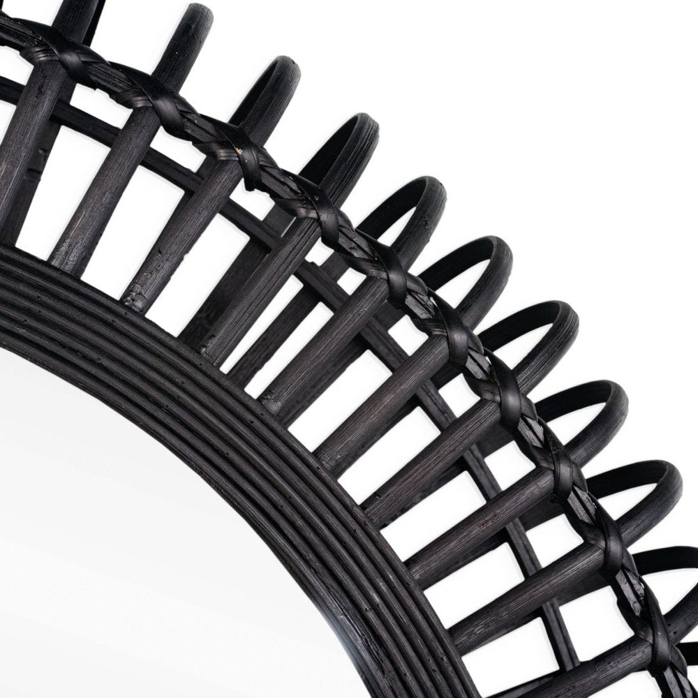 31" Black Bamboo Pierced Round Accent Mirror HomeRoots