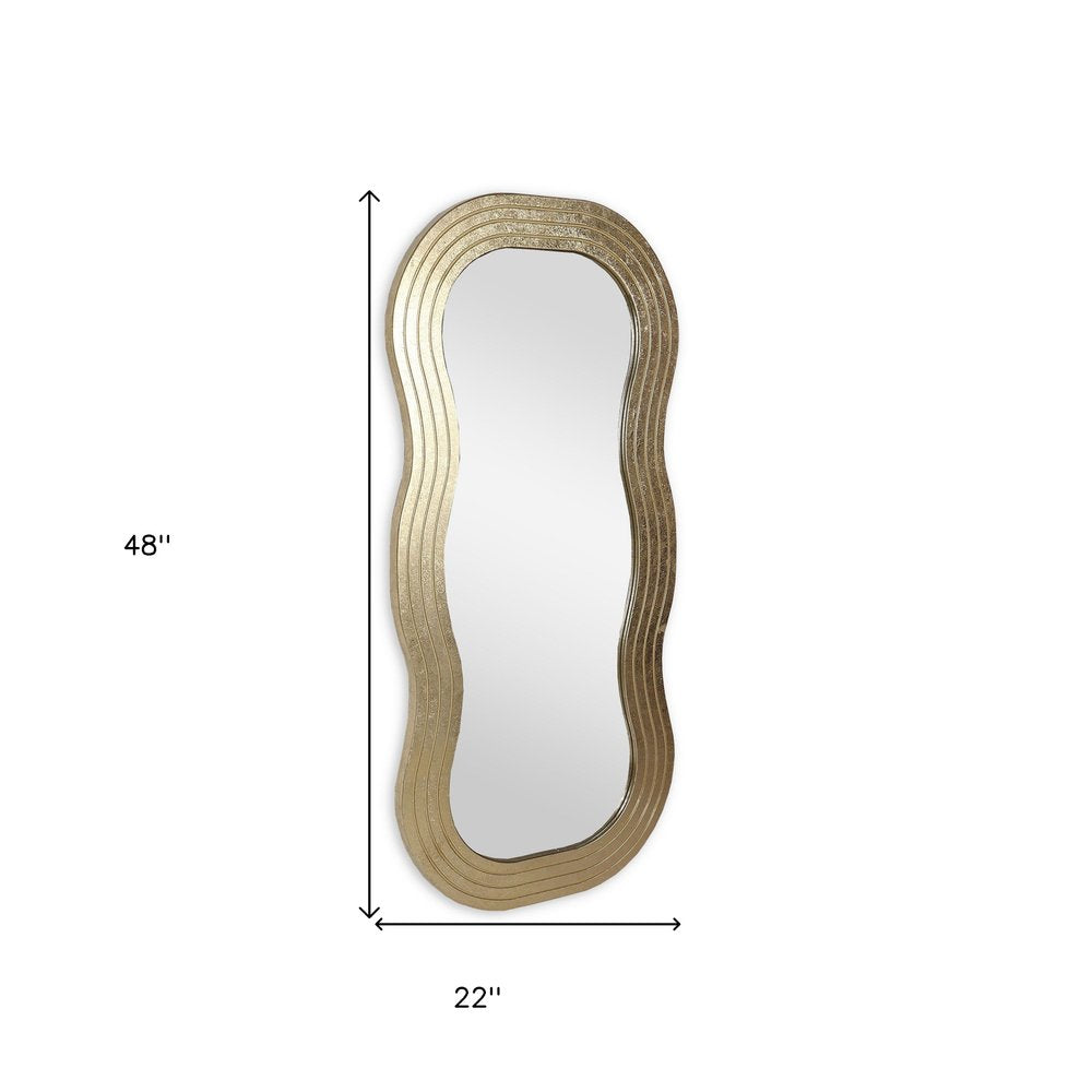 48" Gold Wood Abstract Accent Mirror HomeRoots
