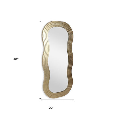 48" Gold Wood Abstract Accent Mirror HomeRoots