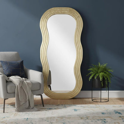 48" Gold Wood Abstract Accent Mirror HomeRoots