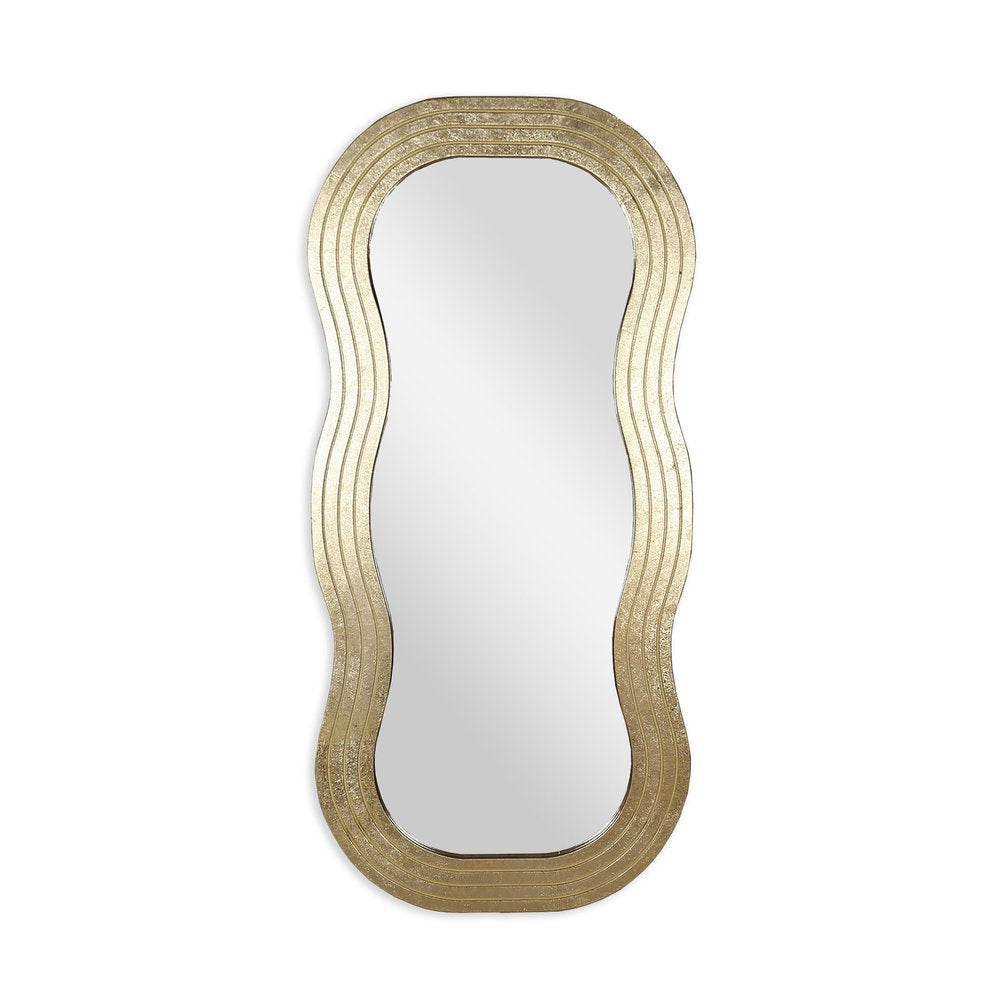 48" Gold Wood Abstract Accent Mirror HomeRoots