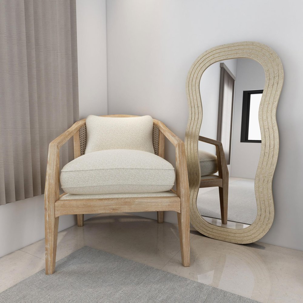 48" Gold Wood Abstract Accent Mirror HomeRoots