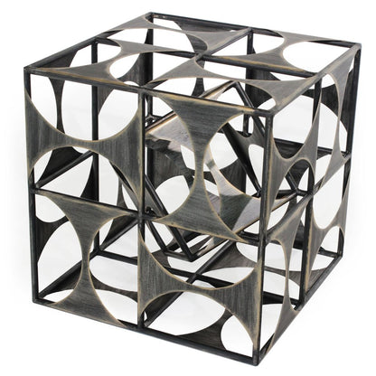 20" Gray Metal Geo Cube Tabletop Sculpture HomeRoots