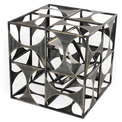 20" Gray Metal Geo Cube Tabletop Sculpture HomeRoots