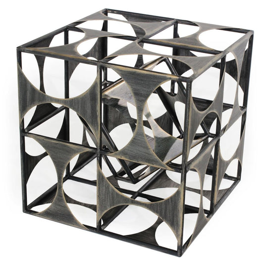 20" Gray Metal Geo Cube Tabletop Sculpture HomeRoots