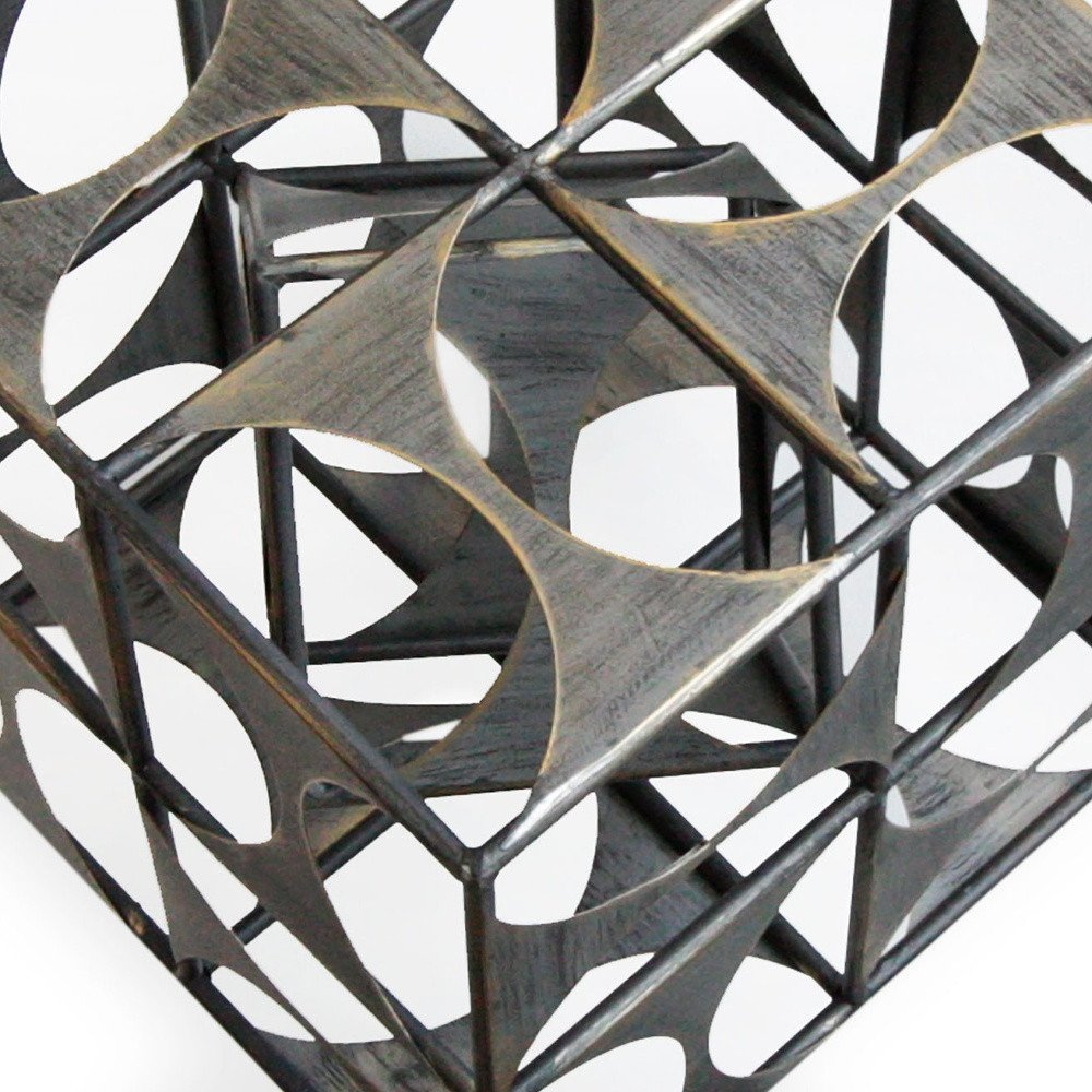 20" Gray Metal Geo Cube Tabletop Sculpture HomeRoots