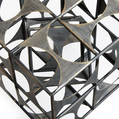 20" Gray Metal Geo Cube Tabletop Sculpture HomeRoots