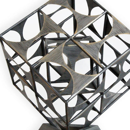 20" Gray Metal Geo Cube Tabletop Sculpture HomeRoots