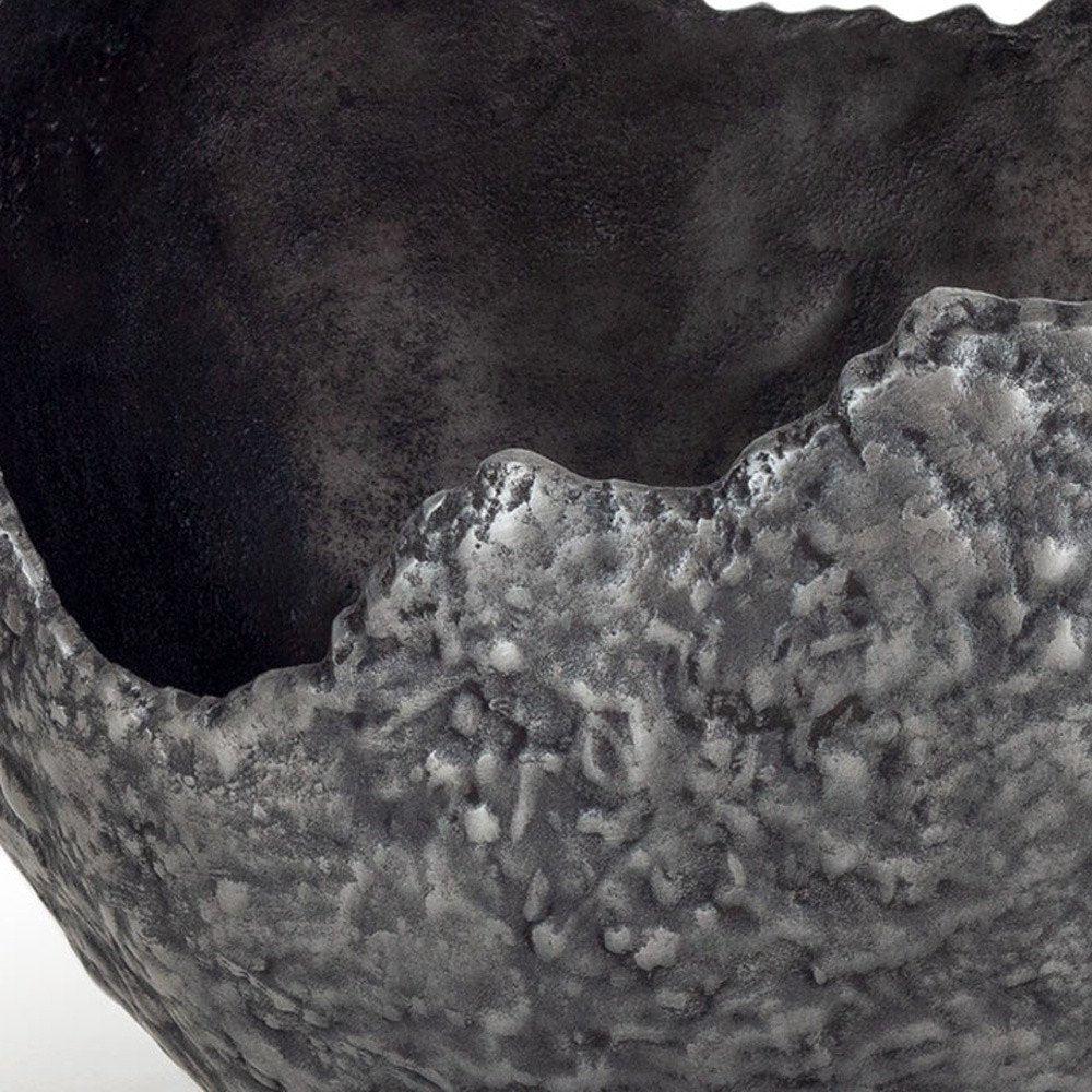 Set of Two Gray And Silver Aluminum Decorative Bowls HomeRoots