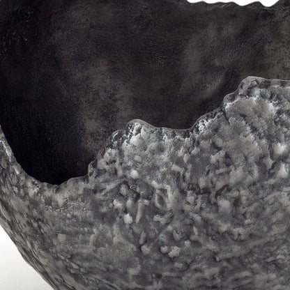 Set of Two Gray And Silver Aluminum Decorative Bowls HomeRoots