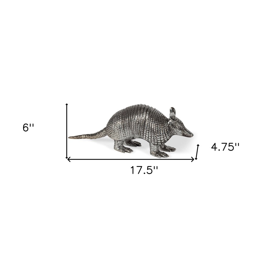 18" Silver Resin Armadillo Figurine HomeRoots