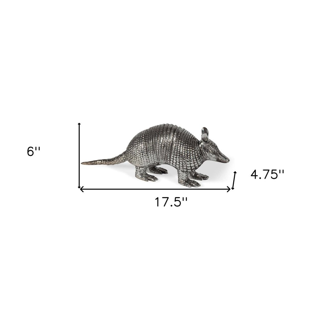 18" Silver Resin Armadillo Figurine HomeRoots