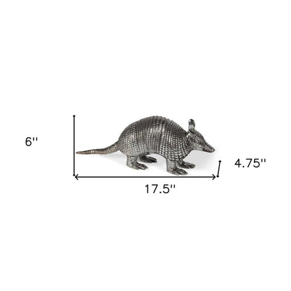 18" Silver Resin Armadillo Figurine HomeRoots