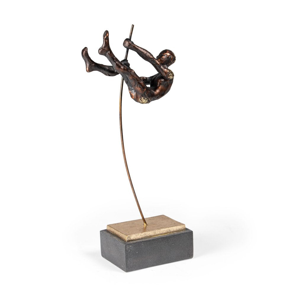 15" Bronze Resin Pole Vaulting Man Tabletop Sculpture HomeRoots