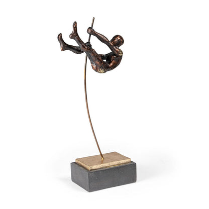 15" Bronze Resin Pole Vaulting Man Tabletop Sculpture HomeRoots