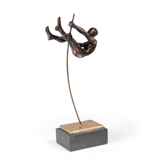 15" Bronze Resin Pole Vaulting Man Tabletop Sculpture HomeRoots