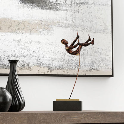 15" Bronze Resin Pole Vaulting Man Tabletop Sculpture HomeRoots