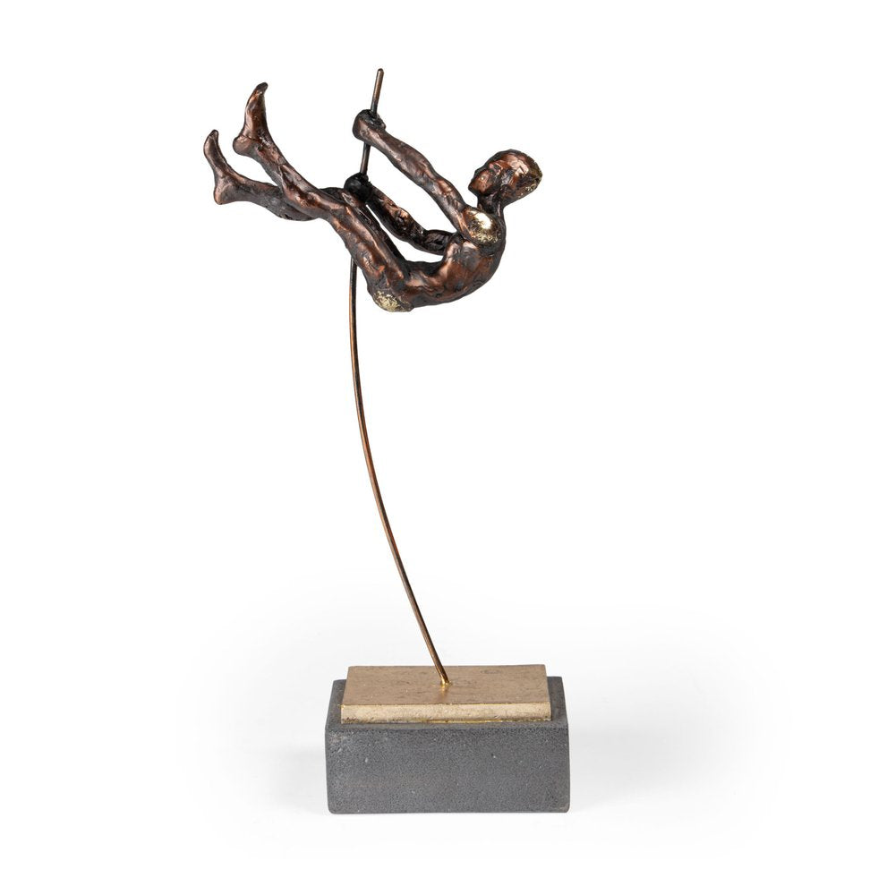 15" Bronze Resin Pole Vaulting Man Tabletop Sculpture HomeRoots