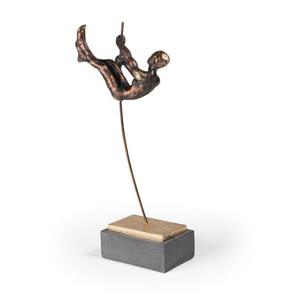 15" Bronze Resin Pole Vaulting Man Tabletop Sculpture HomeRoots