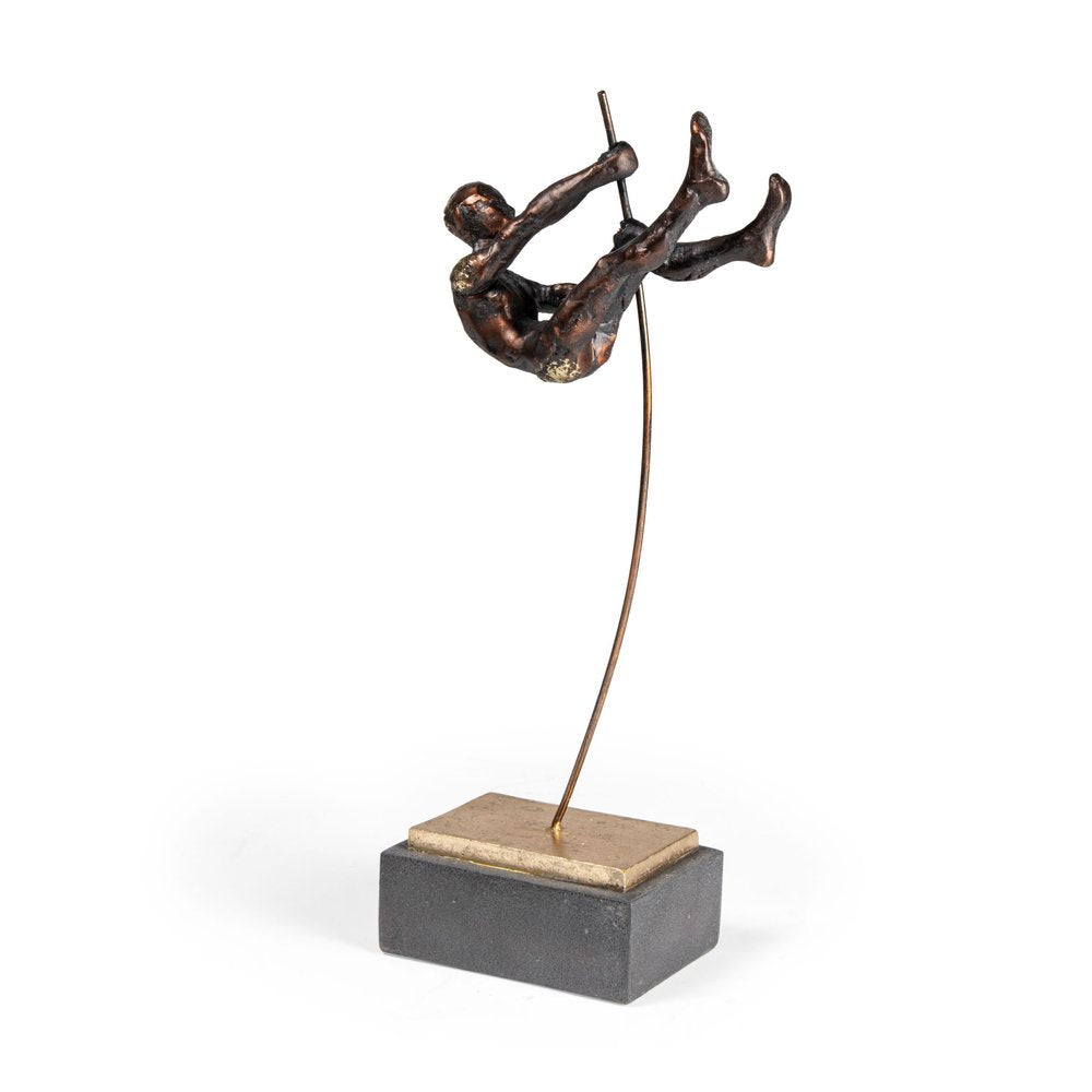15" Bronze Resin Pole Vaulting Man Tabletop Sculpture HomeRoots