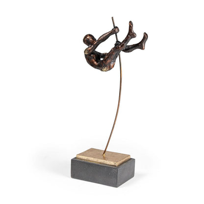 15" Bronze Resin Pole Vaulting Man Tabletop Sculpture HomeRoots
