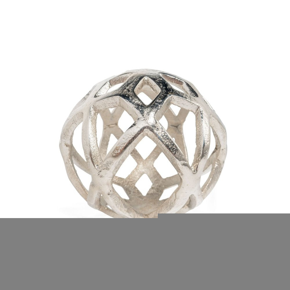 5" Silver Aluminum Geo Orb Tabletop Sculpture HomeRoots