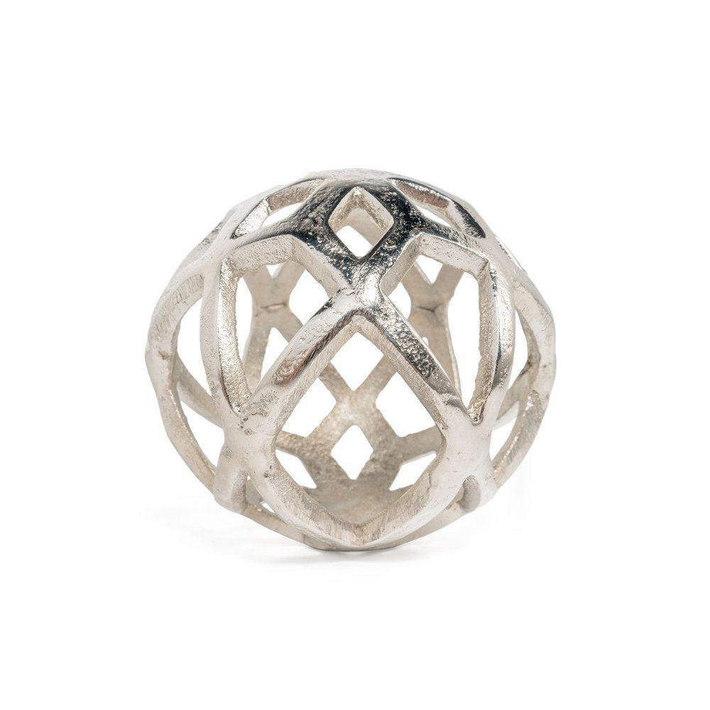 5" Silver Aluminum Geo Orb Tabletop Sculpture HomeRoots