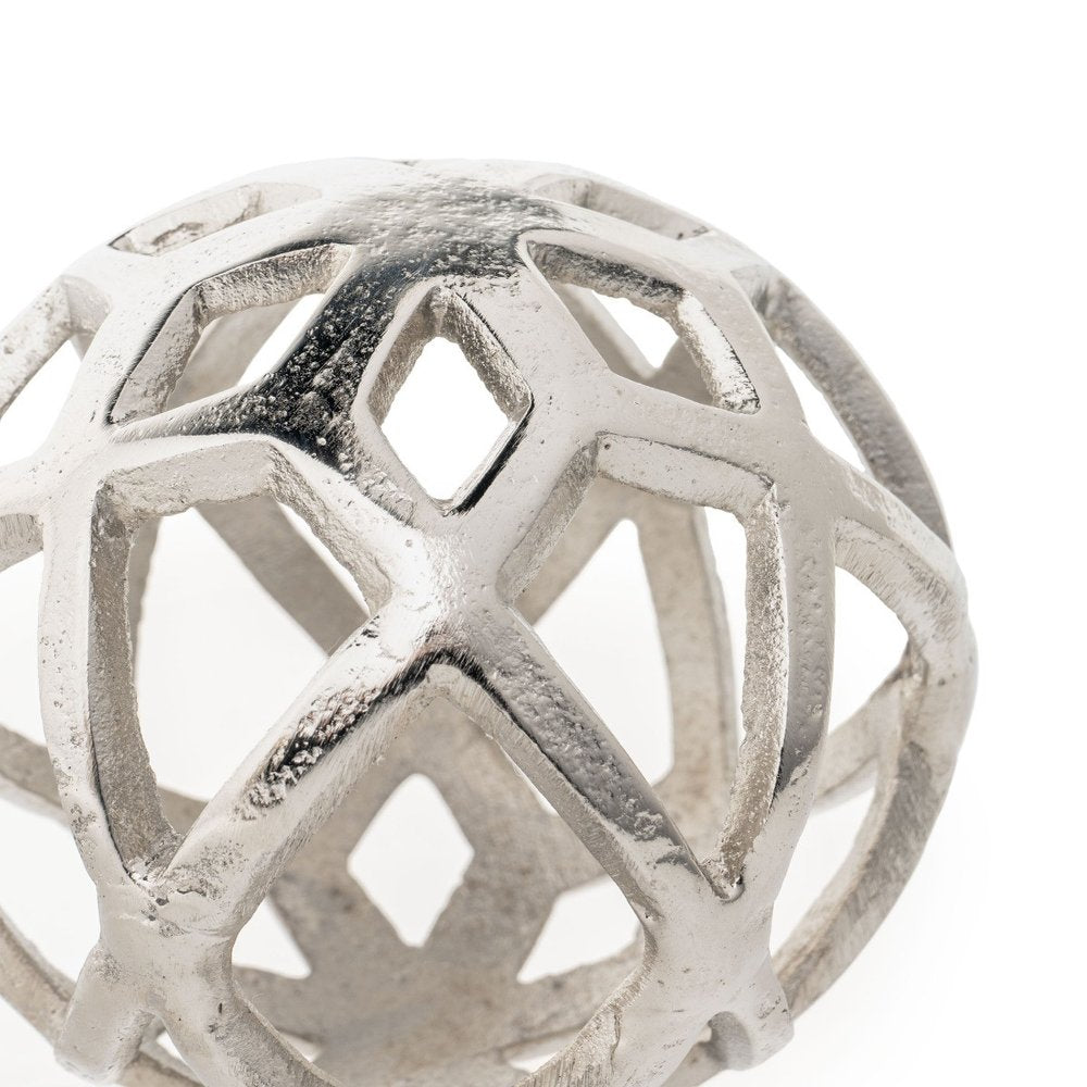5" Silver Aluminum Geo Orb Tabletop Sculpture HomeRoots